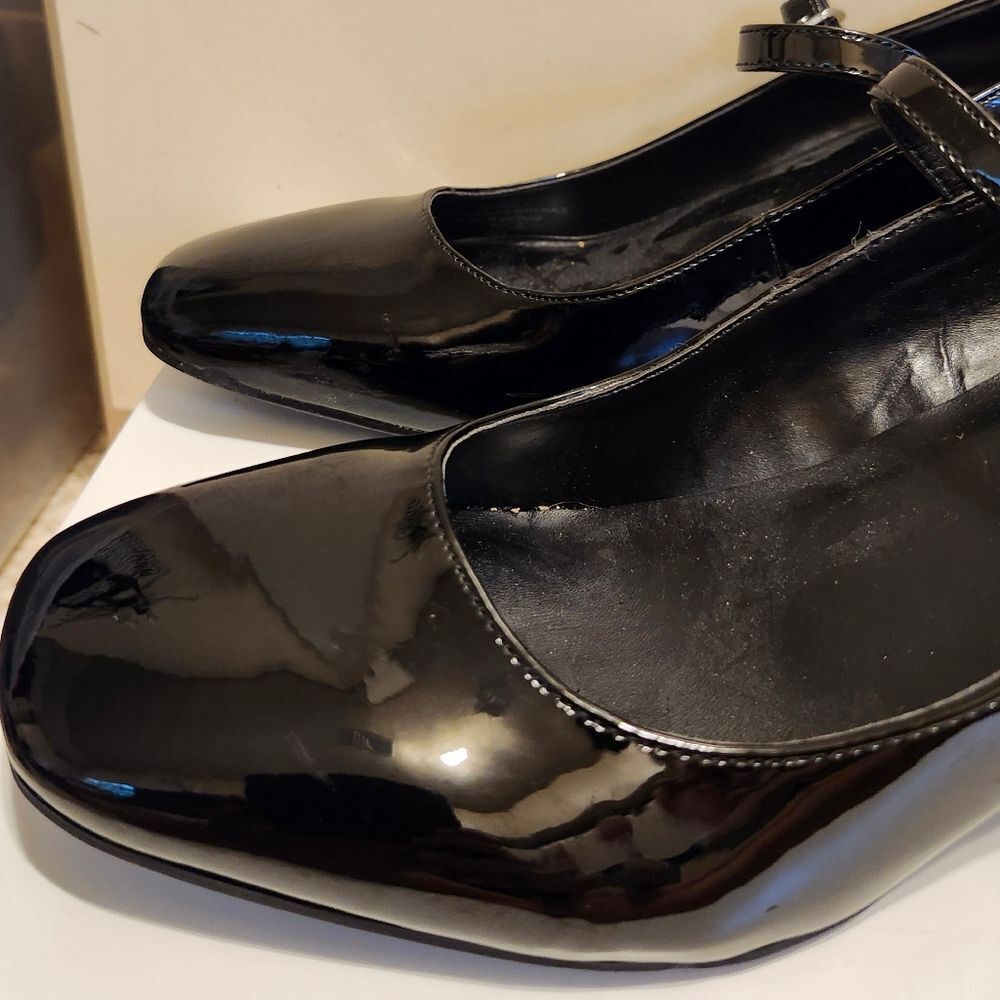 New Marc Fisher "Charin" Blk Pat. Leather Block Heel Mary Jane Pumps Sz.10 $128 - Picture 5 of 9